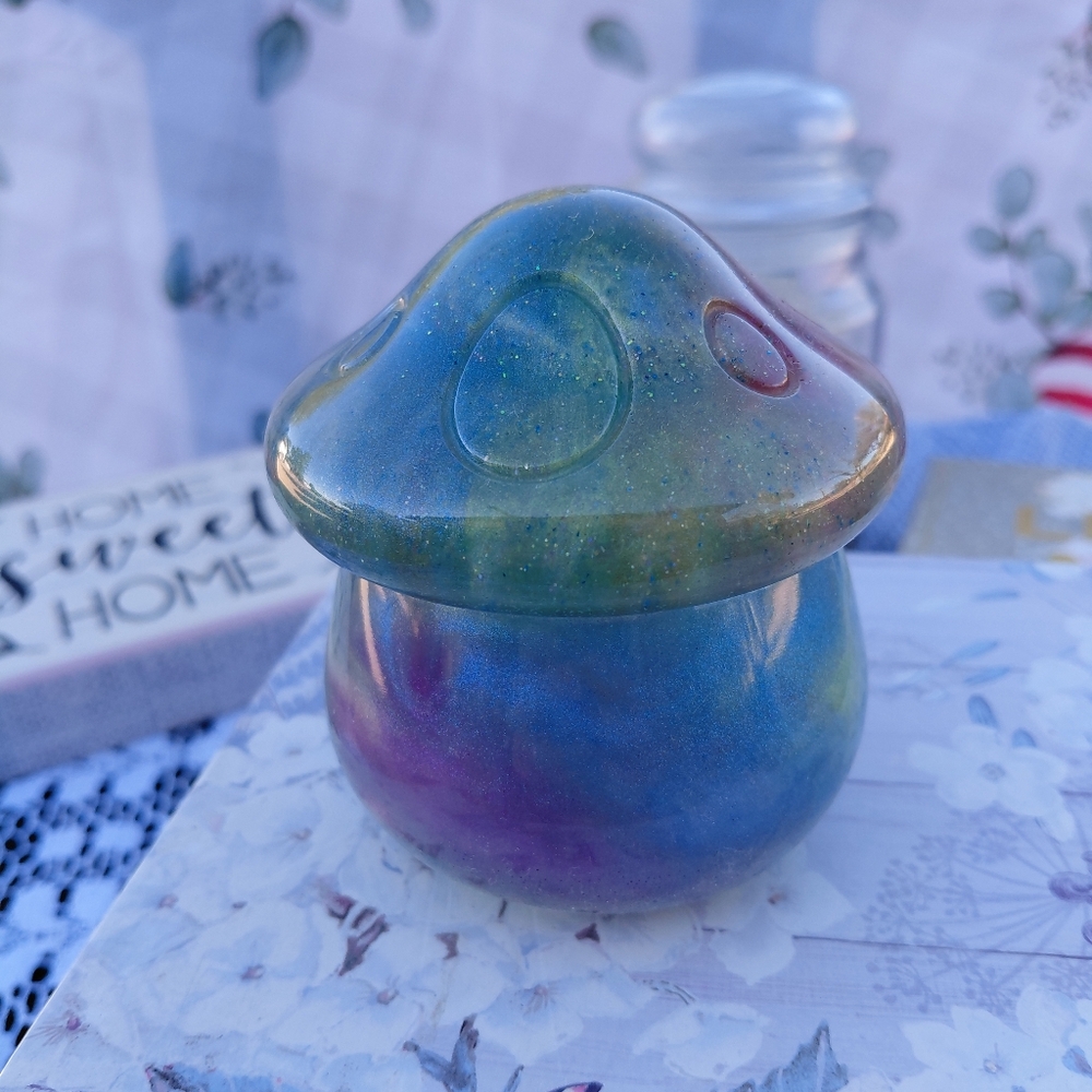 Colorful Handcrafted Resin Mushroom Jar
